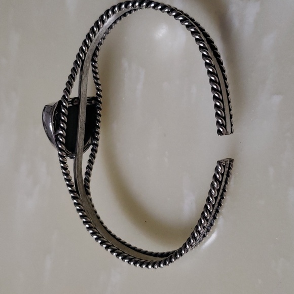 Hyperthene Gemstone dark brown adjustable silver 925 plated bracelet - Picture 2 of 4